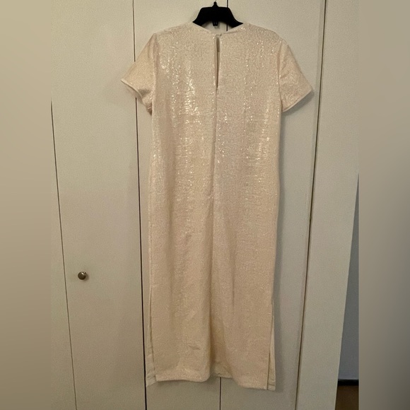 JCrew White Sequin Maxi Shift Dress size 10 NWT - Picture 3 of 9